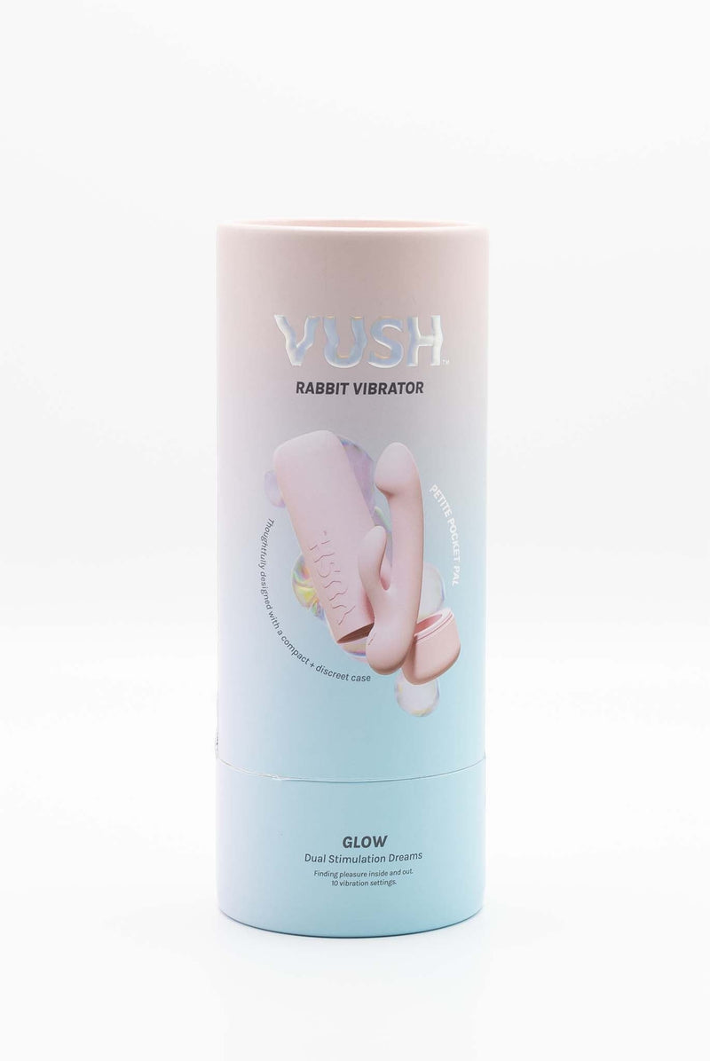 Vush - Pop Glow - Dubbele Stimulatie Rabbit Vibrator - Met Opbergkoker - Lichtroze-laced-up.nl