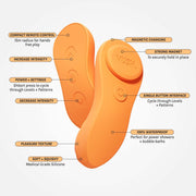 Vush - Luna Draagbare Vibrator - Panty Vibrator - Met Afstandsbediening - Oranje-laced-up.nl