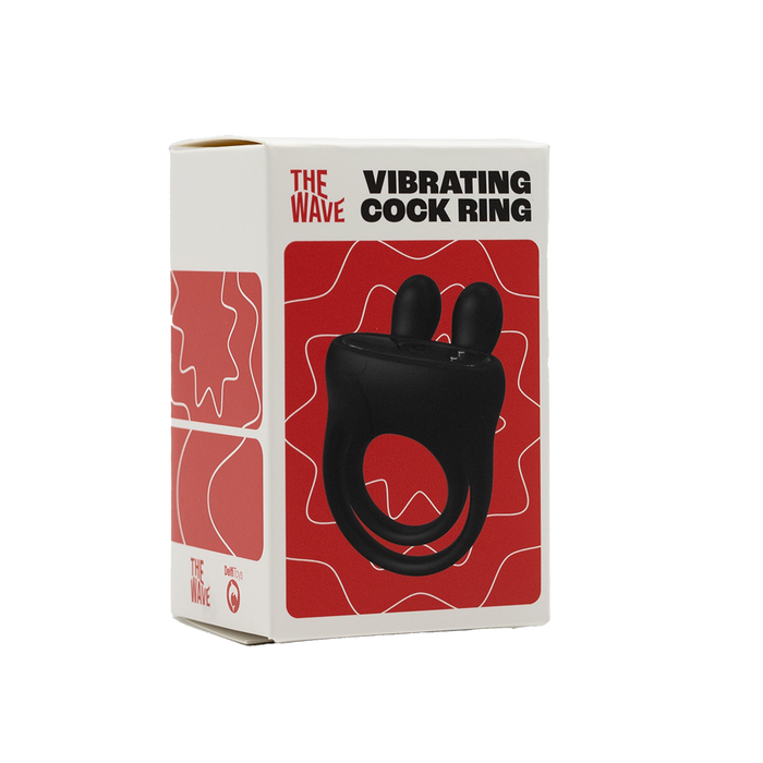 The Wave - Vibrating Cockring with Clitoris Stimulator - No. 26 - Black