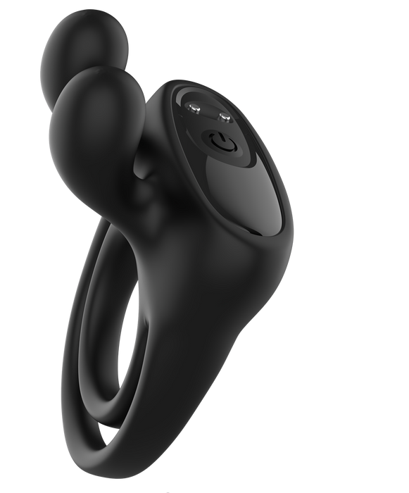 The Wave - Vibrating Cockring with Clitoris Stimulator - No. 26 - Black