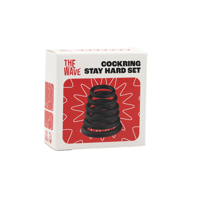 The Wave - Stay Hard -Cockring Set No. 2 - 6 pieces - Black