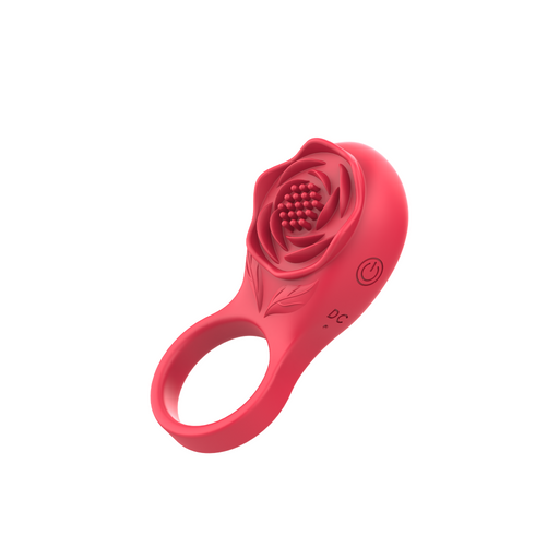 Rogue - Vibrerende Cockring met Clitoris Stimulator in Vorm van Roos - Rood-Erotiekvoordeel.nl