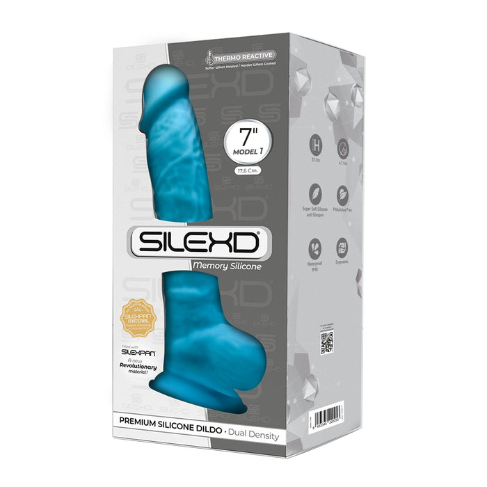 SILEXD - Gode réaliste - Modèle 1 - 17,5 cm - Bleu