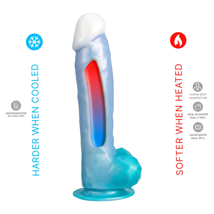 SILEXD - Angel Dildo - Vloeibare Silicone Dildo - 18.5 x 4.1 cm - Blauw/Wit/Turquoise-Erotiekvoordeel.nl