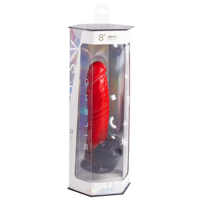 SILEXD - Devil Dildo - Vloeibare Siliconen - 20.3 x 4.4 cm - Rood/Zwart-Erotiekvoordeel.nl