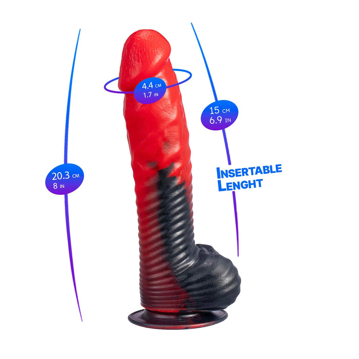 SILEXD - Devil Dildo - Vloeibare Siliconen - 20.3 x 4.4 cm - Rood/Zwart-Erotiekvoordeel.nl