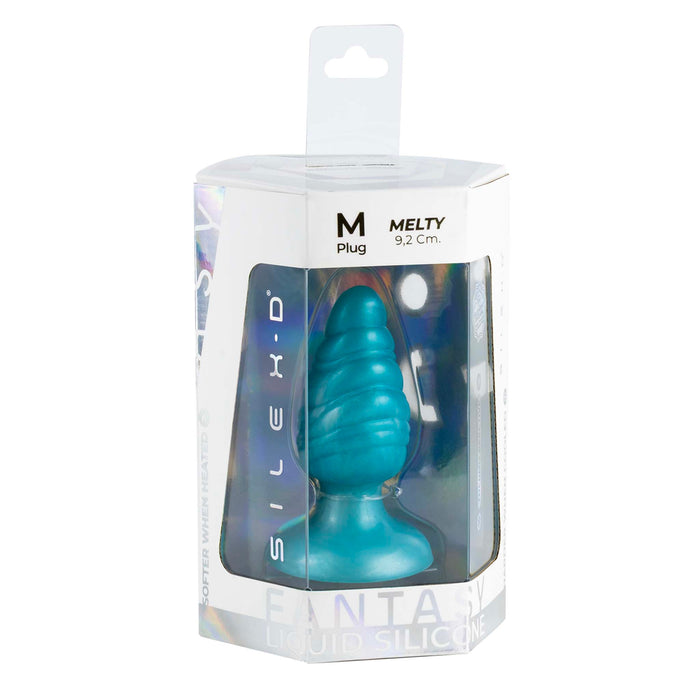 SILEXD - Melty - Thermoreactieve Siliconen Buttplug - 9.2 cm x 3.6 cm - Turquoise-Erotiekvoordeel.nl