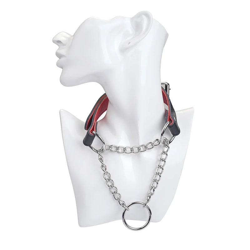 Liebe Seele - Martingale Collar met Wurgketting - Zwart/Rood-Erotiekvoordeel.nl