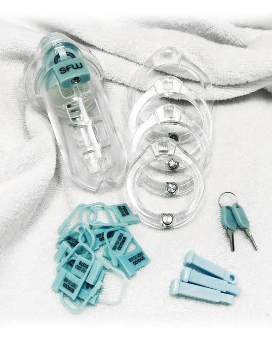 World Cage - Kuisheidskooi VEGAS (maat M) Met anti-terugtrek schildje - Transparant-Erotiekvoordeel.nl