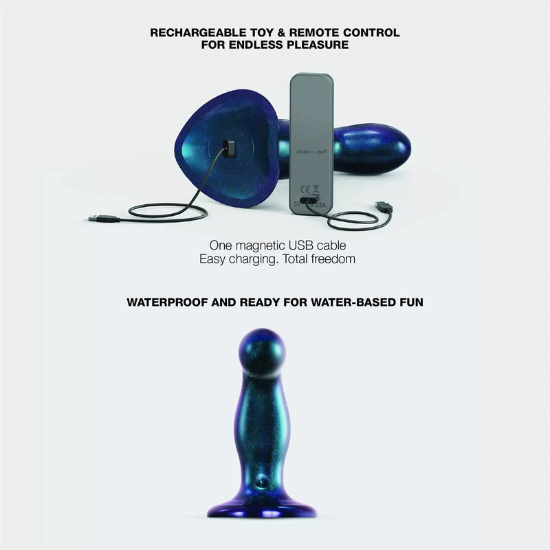 Strap-On-Me - Vibrerende Vingerende Dildo - Maat M - Blauw-Erotiekvoordeel.nl