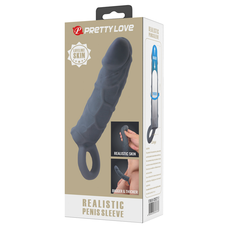 Pretty Love - Laige - Realistische Penis Sleeve - Donkergrijs-laced-up.nl