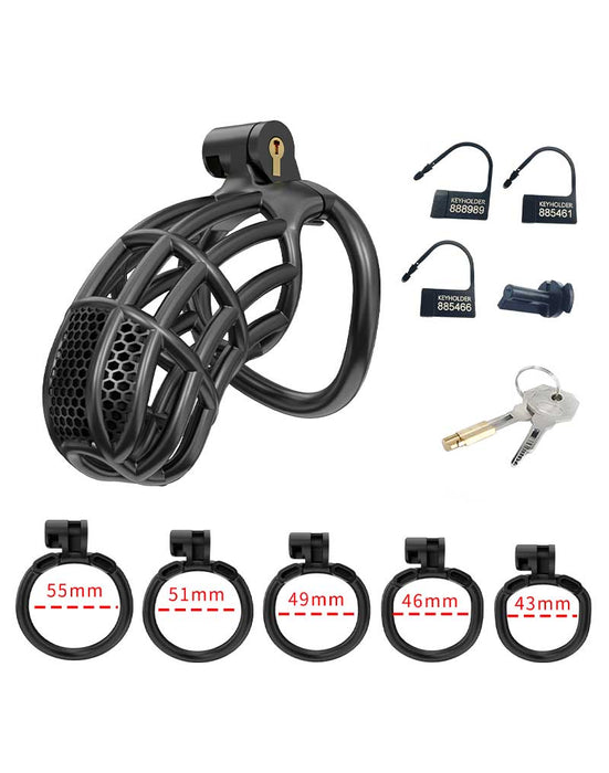 Rimba P-Cage - P-Cage PC06 - Kuisheidskooi - Peniskooi - Maat L - Zwart-Erotiekvoordeel.nl