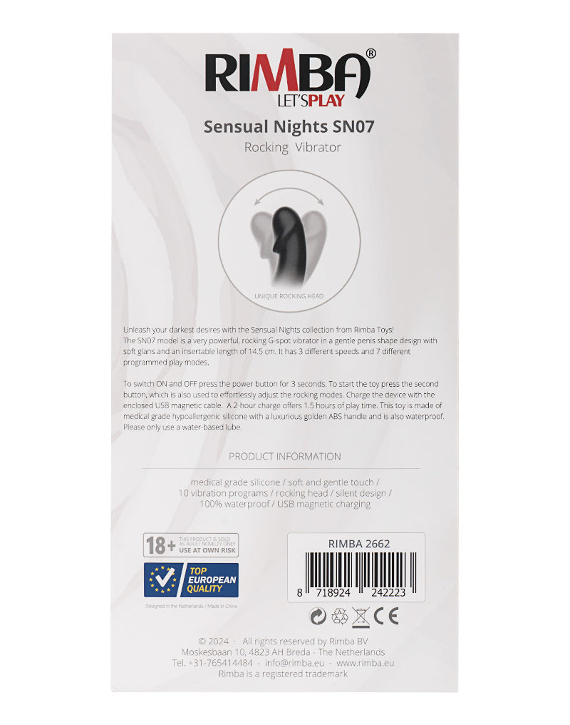 Rimba - Sensual nights SN07 - G-Spot Vibrator met Bewegende Kop - Zwart-laced-up.nl