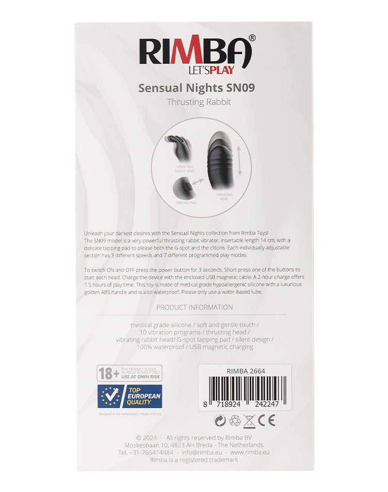 Rimba - Sensual nights SN09 - Stotende Rabbit Vibrator - Zwart-laced-up.nl