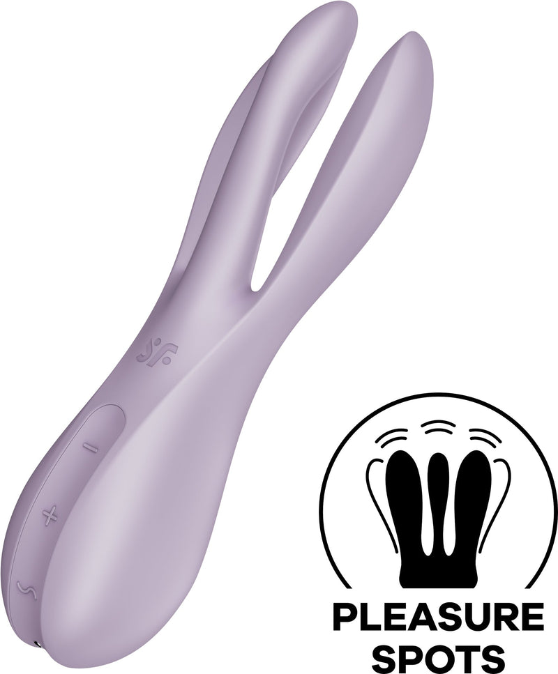 Satisfyer - Threesome 2 - Multifunctionele Vibrator Met 3 Voelsprieten - Lila-laced-up.nl
