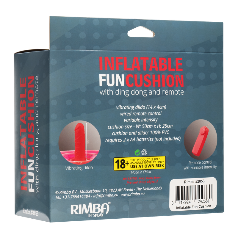 Opblaasbare Dildo Poef Cushion - met Ding Dong en afstandsbediening - Roze-laced-up.nl