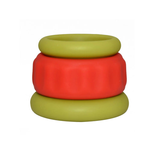 Kiotos - 2 in 1 Siliconen Cockring & Ball Stretcher - Rood/Groen-Erotiekvoordeel.nl