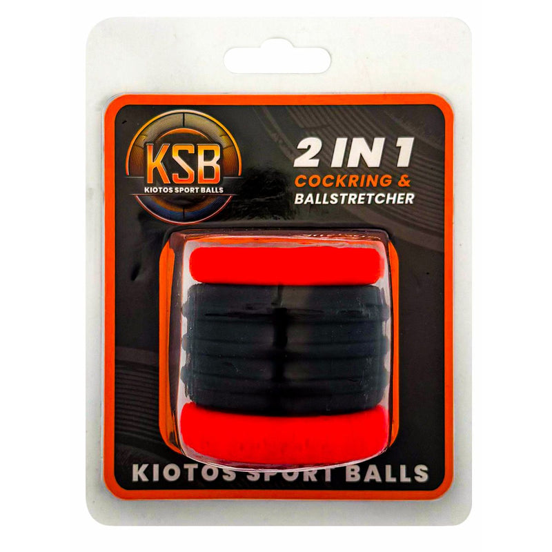 Kiotos - 2 in 1 Silikon-Cockring & Ball Stretcher - Schwarz/Rot