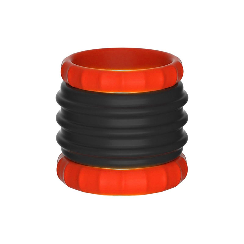 Kiotos - 2 in 1 Silikon-Cockring & Ball Stretcher - Schwarz/Rot