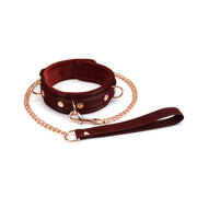 Liebe Seele - Metallic Shade Red - Vegan PU Lederen Collar - Rood/Rosé Goud-Erotiekvoordeel.nl