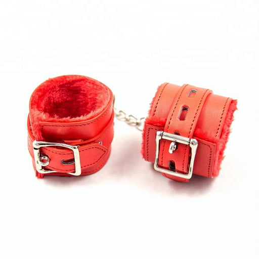 Smart Moves - Bont Gevoerde Kunstlederen Polsboeien - Rood-Erotiekvoordeel.nl