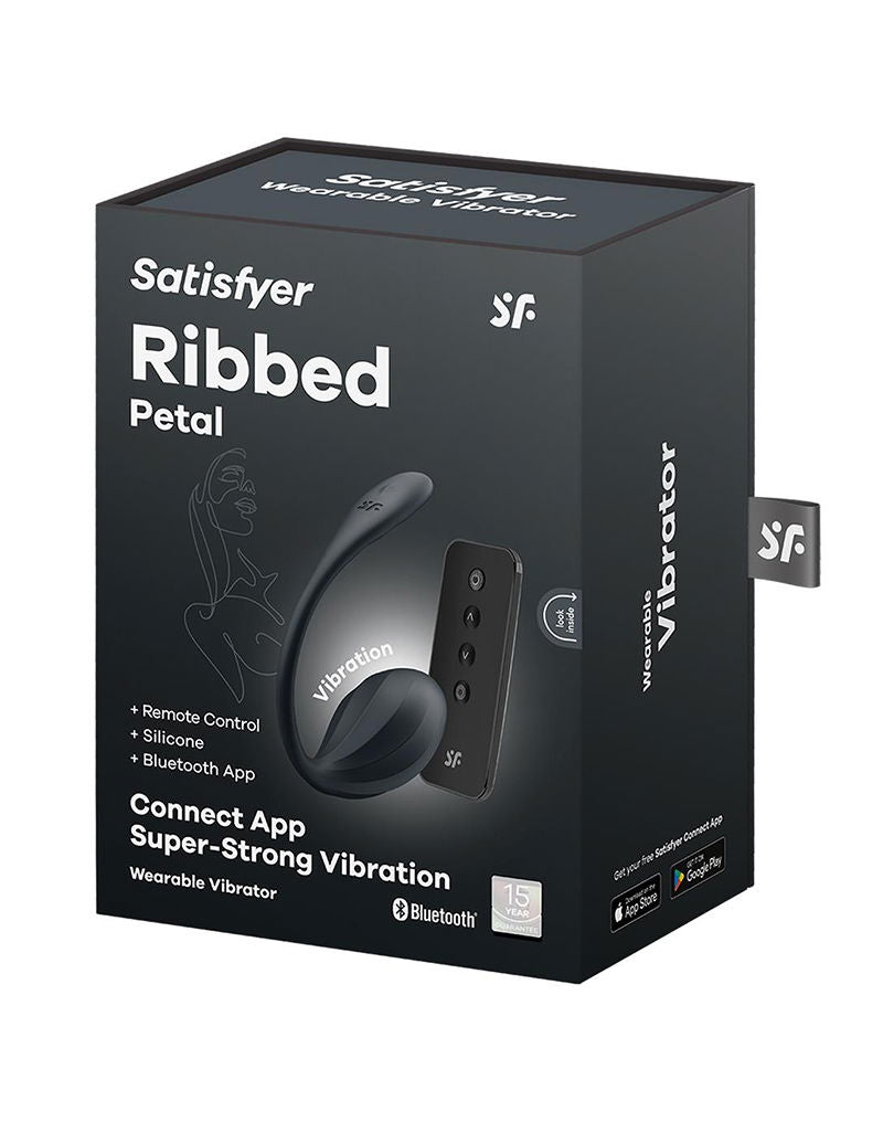Satisfyer - Ribbed Petal - Draagbare Vibrator - Panty Vibrator - Vibrerend Eitje - Zwart-laced-up.nl