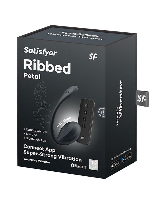 Satisfyer - Ribbed Petal - Draagbare Vibrator - Panty Vibrator - Vibrerend Eitje - Zwart-Erotiekvoordeel.nl
