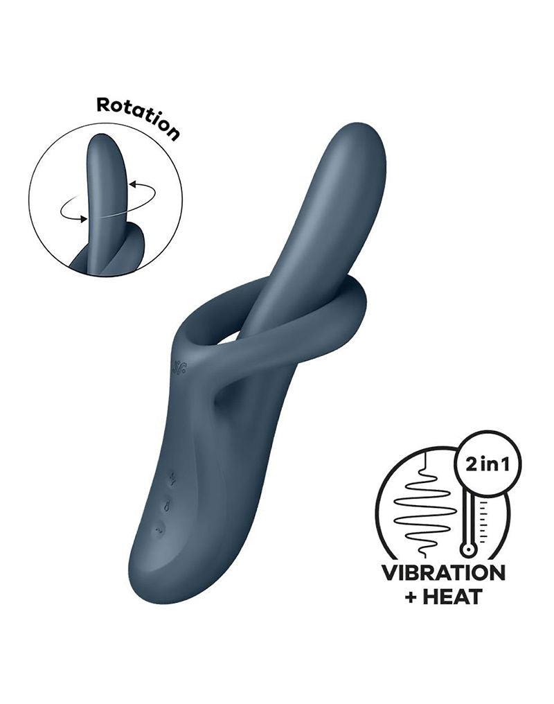 Satisfyer - Heat Flex 4 - Verwarmende Rabbit Vibrator - Grijs-laced-up.nl