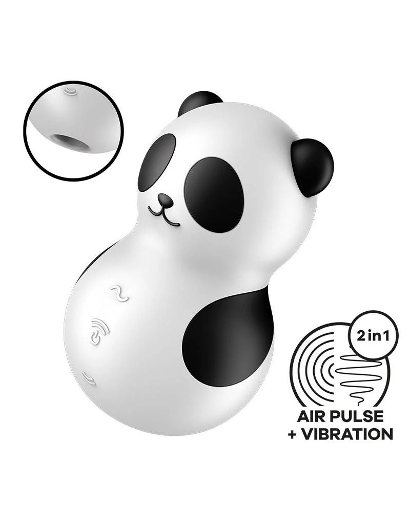 Satisfyer - Pocket Panda - Dubbele Air Pulse Vibrator - Zwart/Wit-laced-up.nl