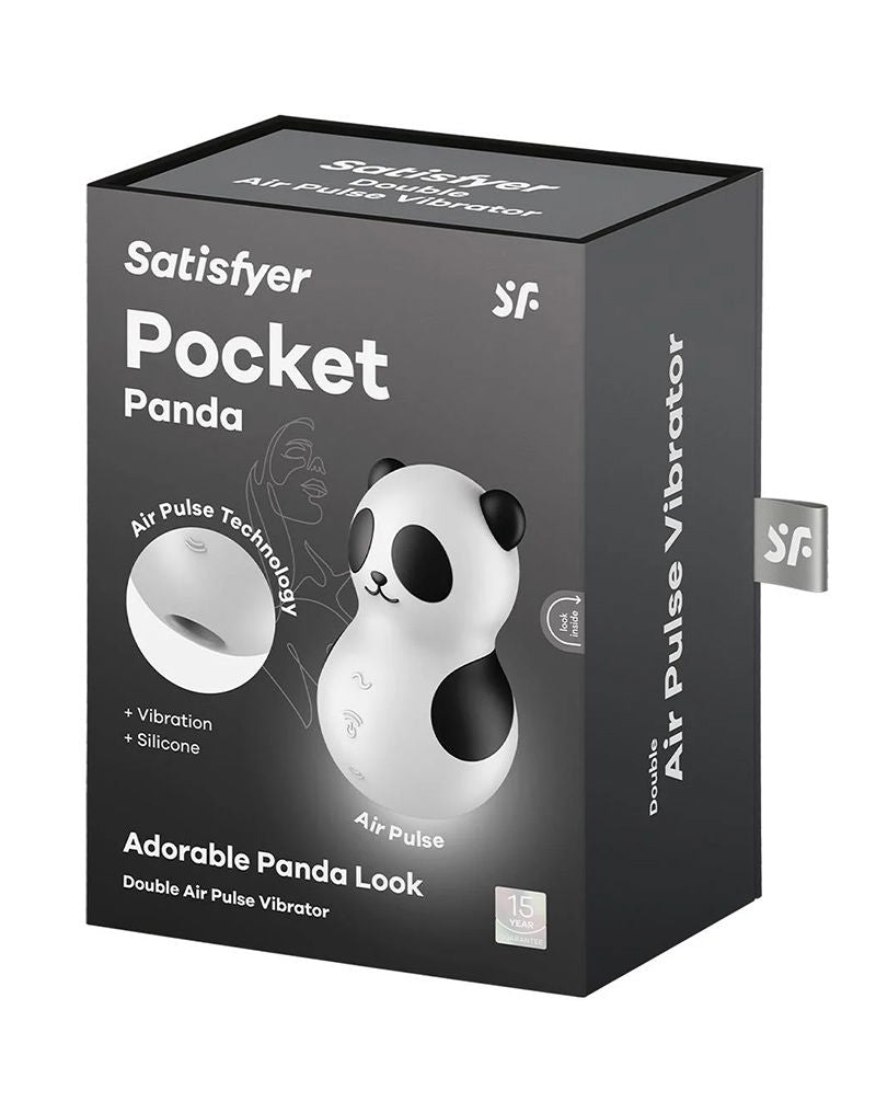 Satisfyer - Pocket Panda - Dubbele Air Pulse Vibrator - Zwart/Wit-laced-up.nl