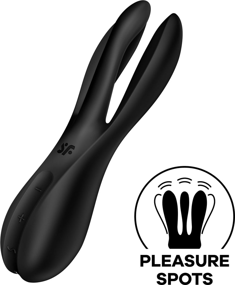 Satisfyer - Threesome 2 - Multifunctionele Vibrator Met 3 Voelsprieten - Zwart-laced-up.nl