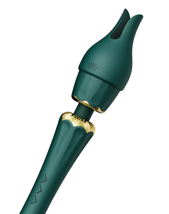 Zalo - Kyro - Wand Vibrator - Met 2 Opzetstukken - Smaragdgroen-Laced-up.nl