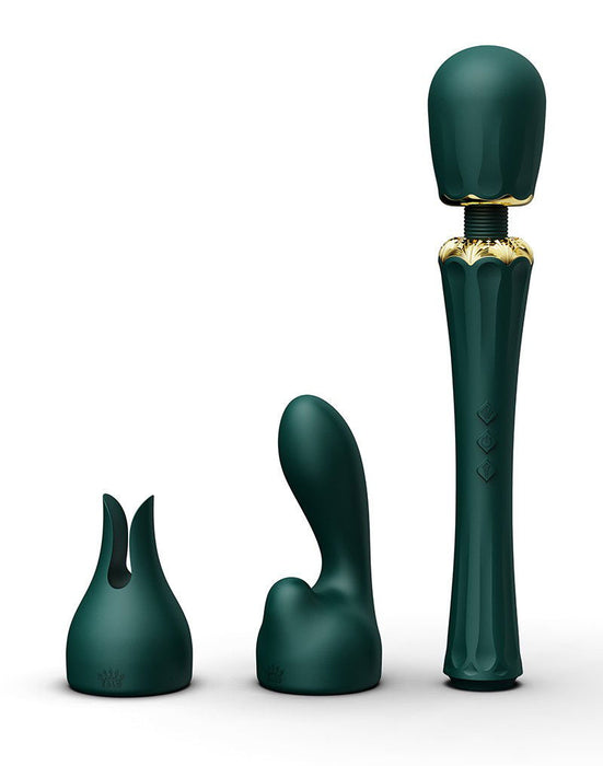 Zalo - Kyro - Wand Vibrator - Met 2 Opzetstukken - Smaragdgroen-Laced-up.nl