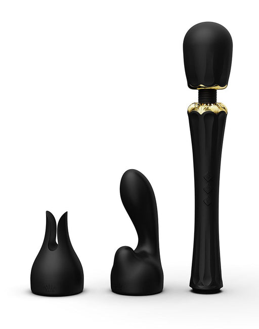 Zalo - Kyro - Wand Vibrator - Met 2 Opzetstukken - Zwart-Laced-up.nl