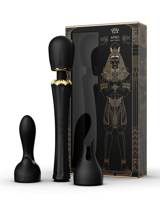 Zalo - Kyro - Wand Vibrator - Met 2 Opzetstukken - Zwart-Laced-up.nl