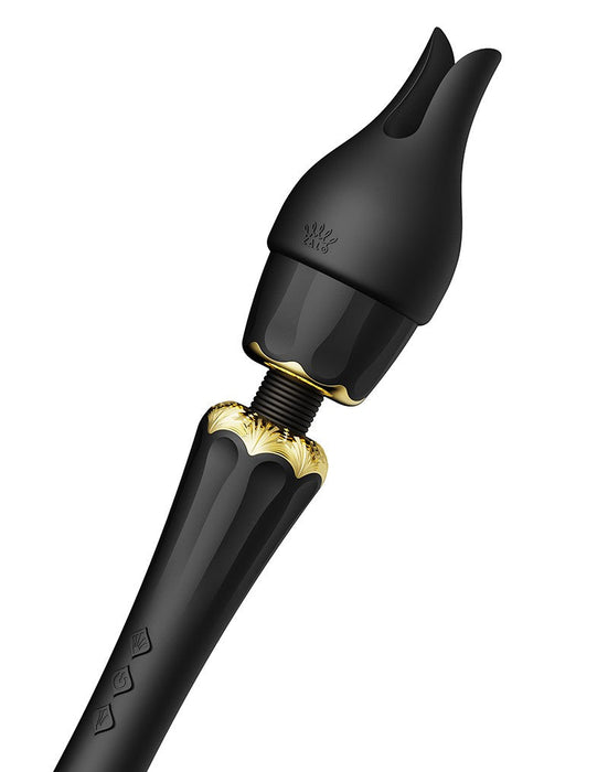 Zalo - Kyro - Wand Vibrator - Met 2 Opzetstukken - Zwart-Laced-up.nl