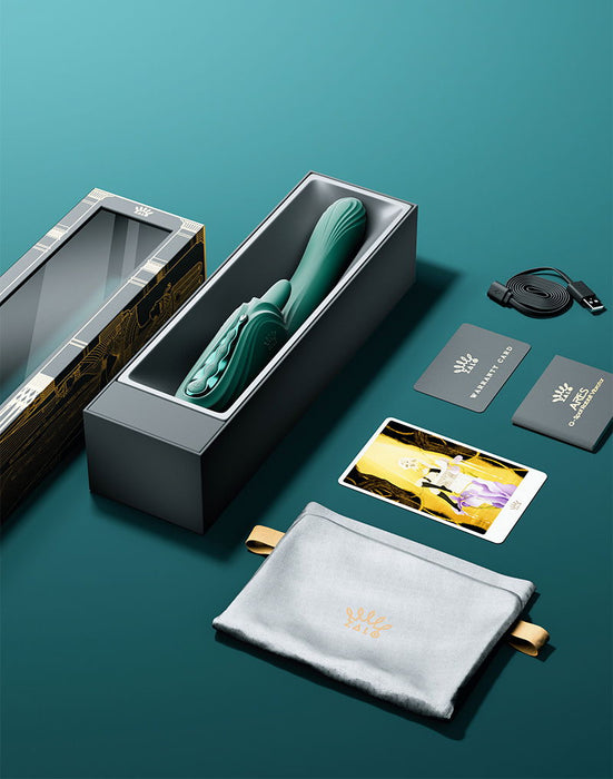 ZALO - Ares - Likkende G-Spot Rabbit Vibrator - Verwarmend - App Control - Smaragd Groen-Erotiekvoordeel.nl