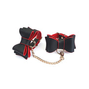 Liebe Seele - Leather Handcuffs with Bow - Black/Red - Laced-up.nl