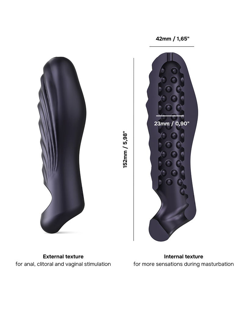 ManWan - Ryzer - Penis Extender en Zachte Masturbatie Sleeve - Black Plum-laced-up.nl