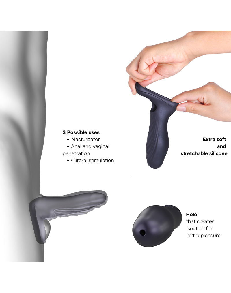ManWan - Ryzer - Penis Extender en Zachte Masturbatie Sleeve - Black Plum-laced-up.nl