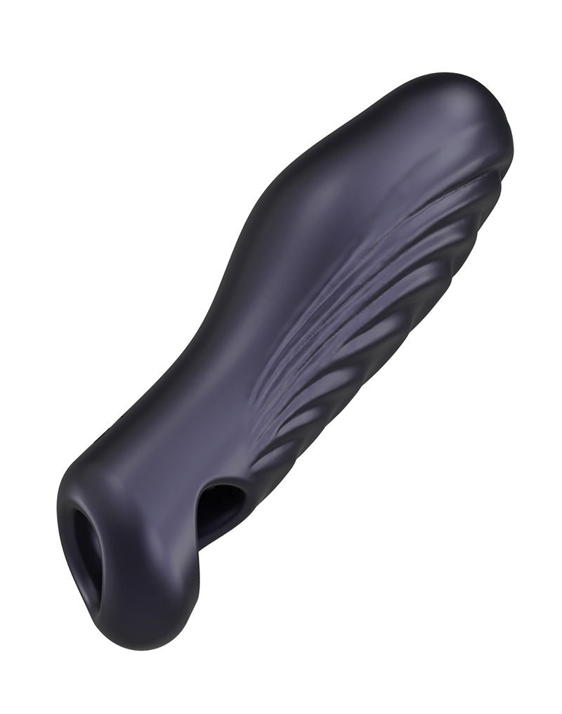 ManWan - Ryzer - Penis Extender en Zachte Masturbatie Sleeve - Black Plum-laced-up.nl