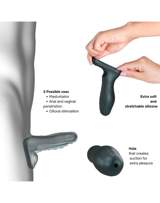 ManWan - Ryzer - Penis Extender en Zachte Masturbatie Sleeve - Pine Grey-Erotiekvoordeel.nl