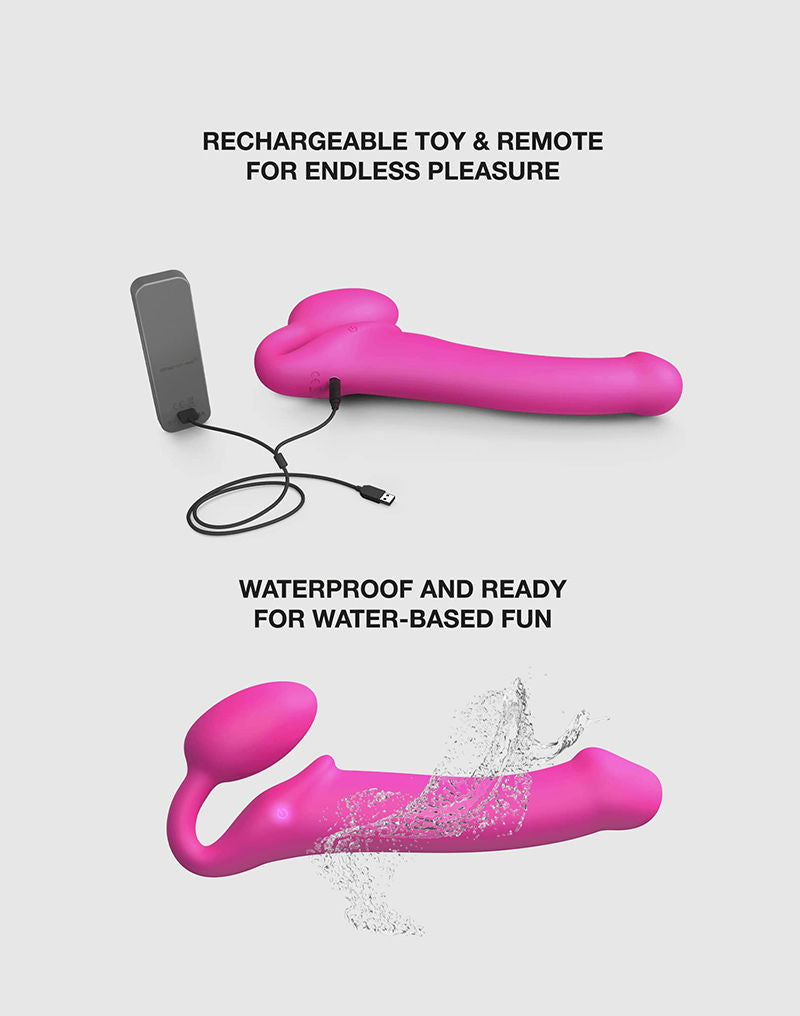 Strap-On-Me - Vibrerende Strapless Strapon - 3 Motoren - Fuchsia Roze-Erotiekvoordeel.nl