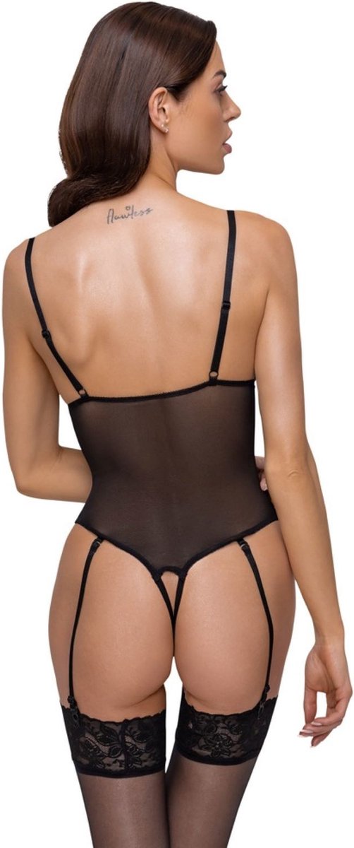 Cottelli Collection – Kruisloze Body – Zwart – L-laced-up.nl