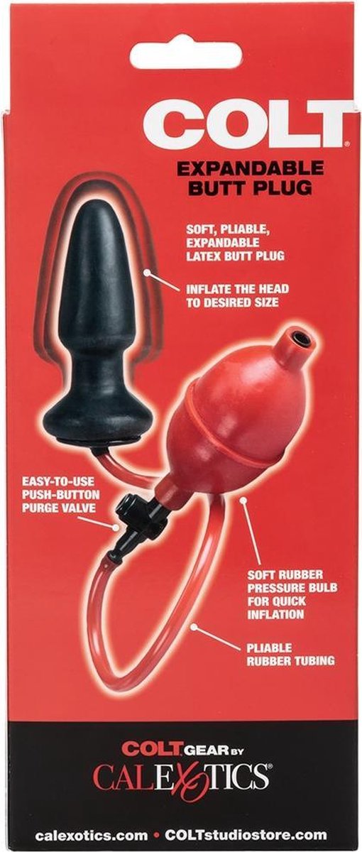 Colt – Opblaasbare Buttplug – Ø 40 mm – Rood/Zwart