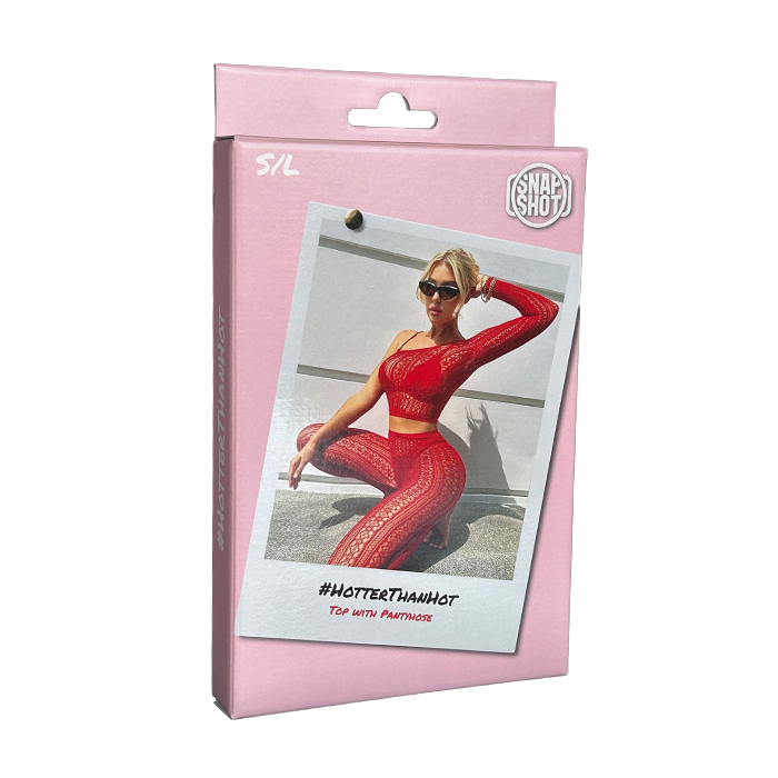 Snapshot - #hotterthanhot - Erotische Visnet Legging en Topje - One Size - Rood-Erotiekvoordeel.nl