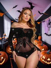Snapshot - #spiderwomen - Visnet Body met Strass Steentjes - One Size - Zwart-laced-up.nl