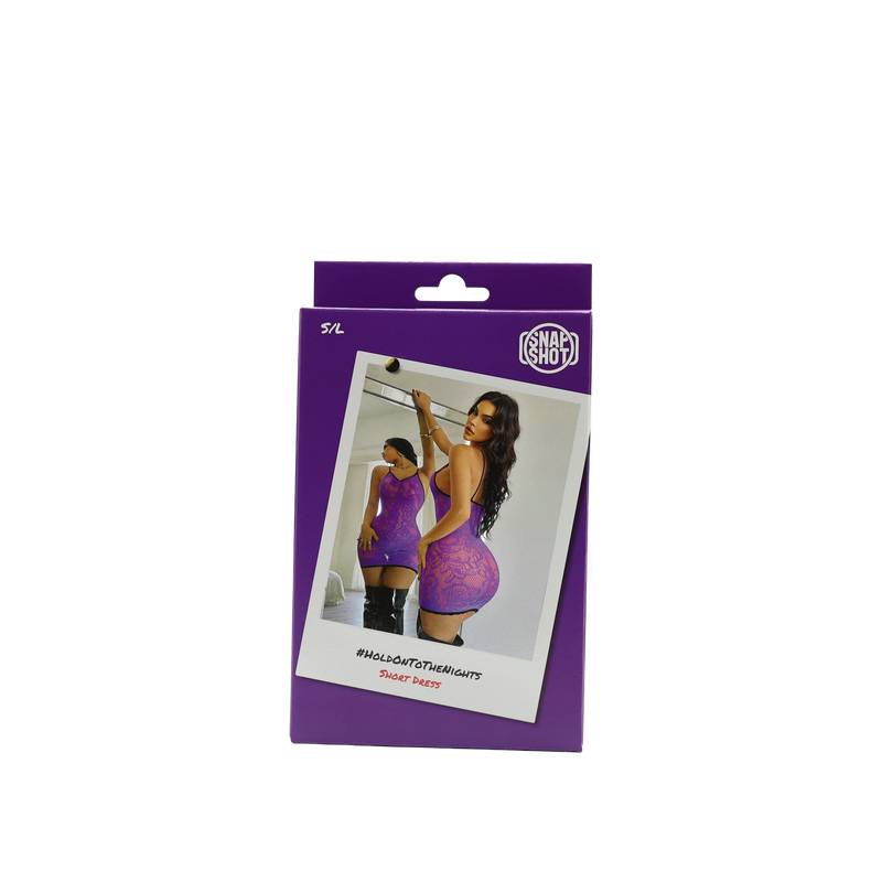 Snapshot - #holdontothenights - Sexy Kort Jurkje - One Size - Paars/Zwart-Erotiekvoordeel.nl
