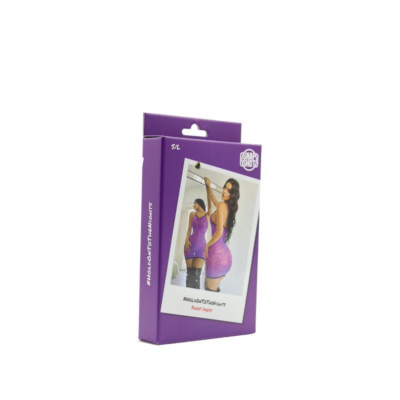 Snapshot - #holdontothenights - Sexy Kort Jurkje - One Size - Paars/Zwart-Erotiekvoordeel.nl