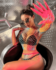 Snapshot - #imtoosexy - Visnet Broekje en Topje en Handschoenen - One Size - Multicolour-laced-up.nl